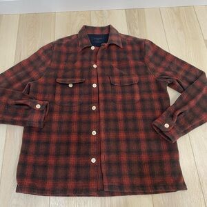 Allsaints Shirt Mens Large Red Bernstadt Buffalo Plaid Long Sleeve Relaxed Fit